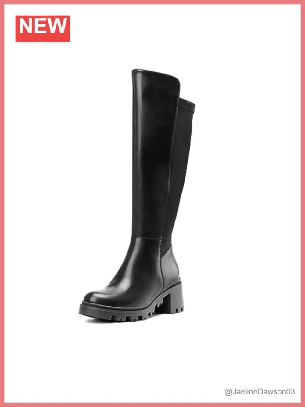 Chunky Knee High Boots with Elastic Back and Lug Soles